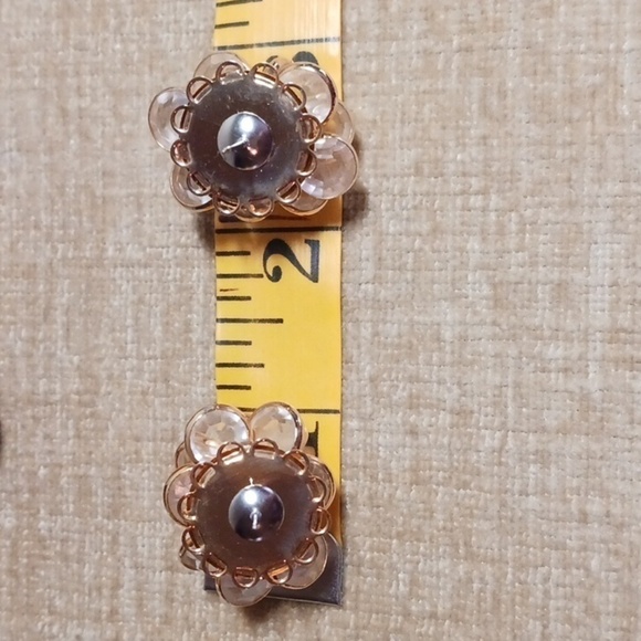 Gold Tone Bezel Set Clear Rhinestone Cluster Post Earrings - Picture 4 of 8